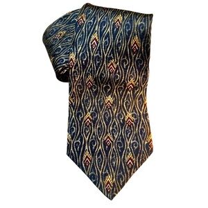 Villa Bugatti Navy Blue and Gold Italian Silk Necktie